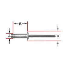 Load image into Gallery viewer, 100Pcs All Aluminum Pop Rivets - 1/8" Dia 1/16-1/8" Grip Range
