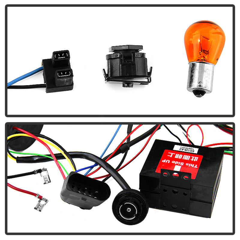 Spyder Volkswagen Golf VII 2014-2016 Projector Headlights with DRL LED and Red Stripe - Black Finish