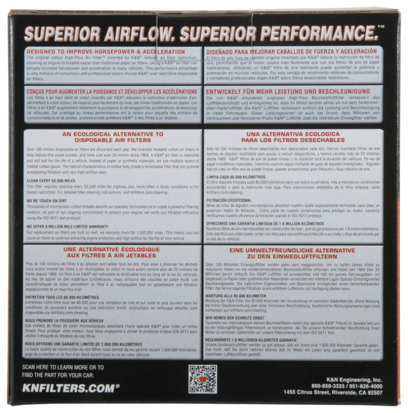 K&N Engineering Custom Round Racing Air Filter Kit Part Number KNn56-1630