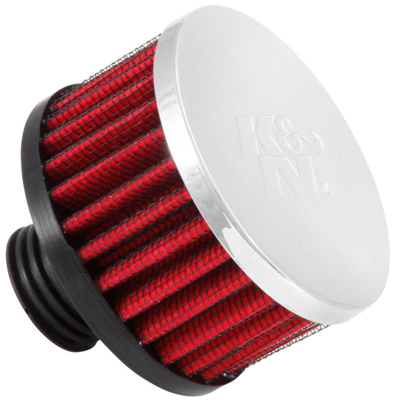 K&N Engineering 62-1495 Rubber Base Crankcase Vent Filter with Chrome Top for Ford Valve Covers