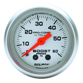 AutoMeter Ultra-Lite 52mm 60 PSI Mechanical Boost Gauge for Accurate Pressure Monitoring