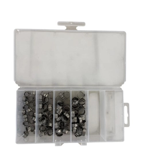 Oetiker 100-Piece Stainless Steel 1-Ear Hose Clamp Assortment Kit