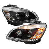 Spyder Mercedes-Benz C-Class 2008-2011 Projector Headlights with DRL, Black - OEM Replacement