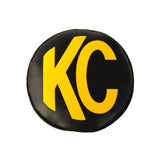 KC HiLiTES 6-inch Round Soft Vinyl Light Covers with Yellow KC Logo - Black