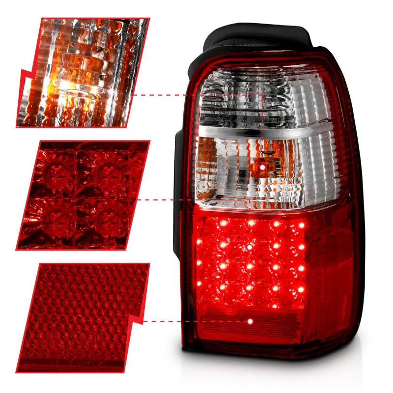 ANZO 2001-2002 Toyota 4Runner LED Tail Light Assembly with Red/Clear Lens Pair