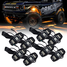 Load image into Gallery viewer, ORACLE Lighting RGB+W Underbody Wheel Well Rock Light Kit - 8 PCS with Bluetooth &amp; Wireless Remote