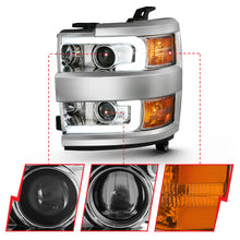 Load image into Gallery viewer, ANZO 2015-2016 Chevrolet Silverado Projector Headlights with Plank Style Design in Chrome and Amber