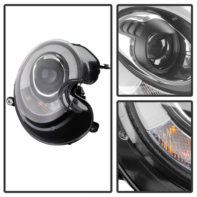 Spyder Mini Cooper 2010-2012 Xenon/HID Projector Headlights with Black Housing * Model PRO-YD-MC07-HID-DRL-BK