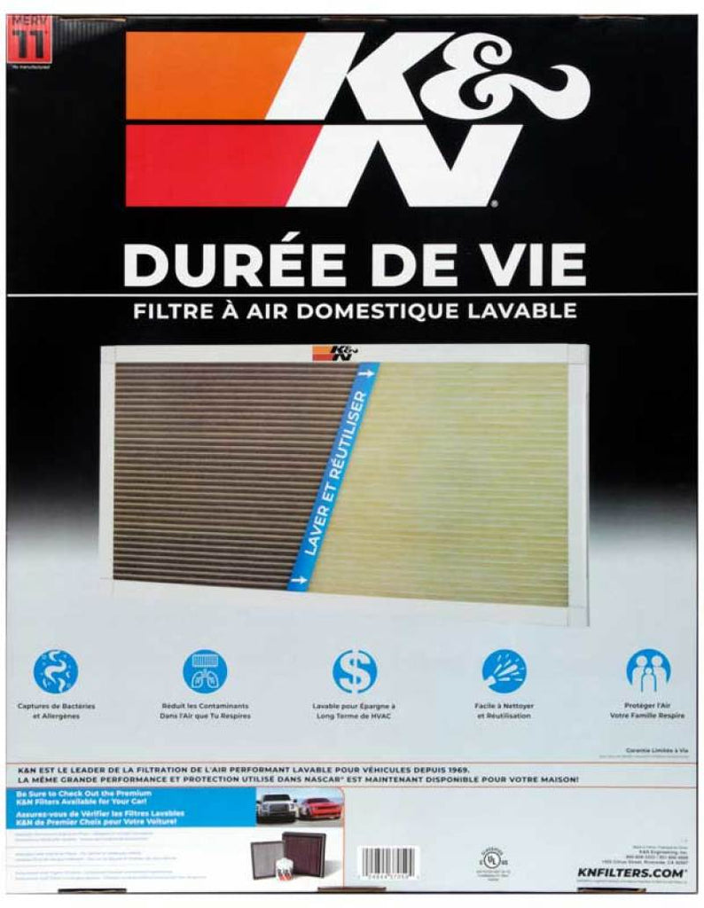 K&N Engineering HVAC Filter 24 x 30 x 1 - Washable and Reusable Pleated Synthetic Filter