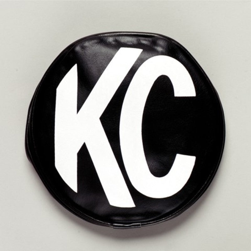 KC HiLiTES 8-inch Round Soft Vinyl Light Cover with White KC Logo (Pair)