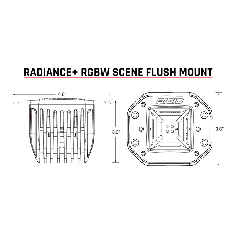 Rigid Industries Radiance+ RGBW Flush Mount Scene Light - Part Number RIG682153