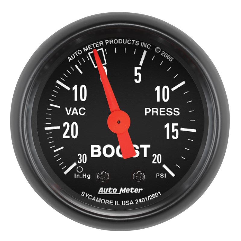 AutoMeter Z Series 52mm Mechanical Boost and Vacuum Gauge with 20 PSI Range