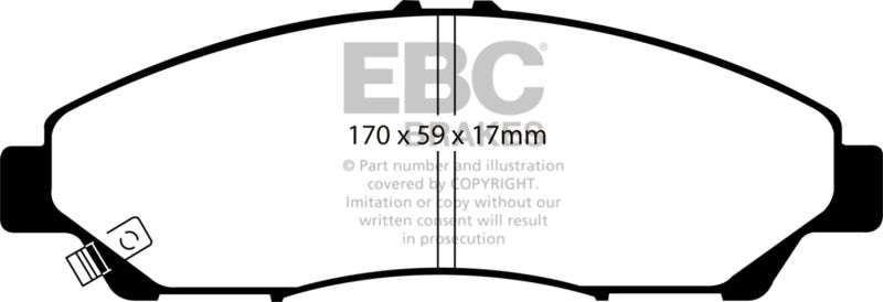 EBC Brakes Extra Duty Front Brake Pads for Honda Pilot 2009-2011 - Part Number EBCED91801