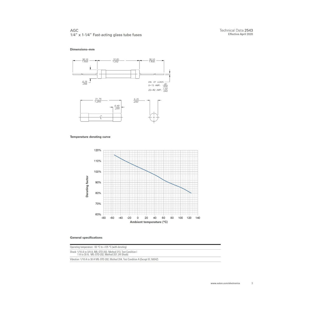 Bussmann AGC-10 AGC Series Fuse, Fast Acting, 10 Amp, 250V, Glass Tube, 1/4" x 1-1/4" (Pack of 5)