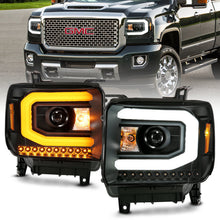 Load image into Gallery viewer, ANZO GMC Sierra 1500 14-15 &amp; 2500HD/3500HD Projector Headlight Set with Plank Style Switchback, Black Finish