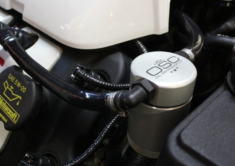 J&L JLT3011P-C 3.0 Passenger-Side Oil Separator for 2011-2017 Mustang GT and 2015-2020 GT350, Clear Anodized