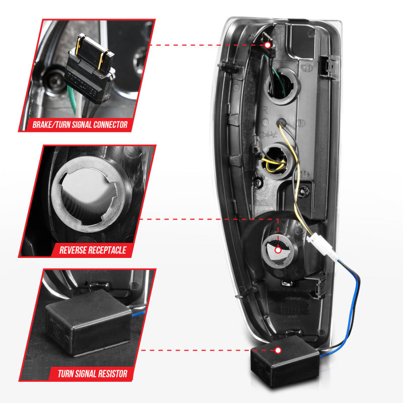 ANZO 2004-2012 Chevrolet Colorado and GMC Canyon LED Tail Light Assemblies with Light Bar, Black Housing, Clear Lens – Pair