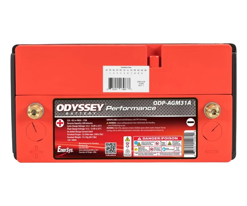 Odyssey Battery AGM2 TPPL Automotive Battery Part #odyODP-AGM31A for Land Rover and Alfa Romeo
