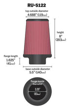 Load image into Gallery viewer, K&amp;N Engineering Universal Rubber Air Filter Part Number KNNRU-5122 for Automotive Applications