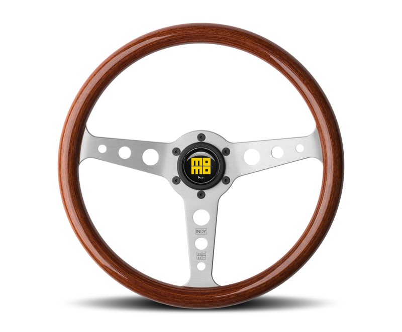MOMO Momo Indy 350mm Steering Wheel with Magoany Wood and Brushed Spokes