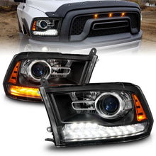 Load image into Gallery viewer, ANZO 09-18 Dodge Ram 1500/2500/3500 LED Plank Style Headlights with Switchback and Sequential Lighting - Matte Black Housing