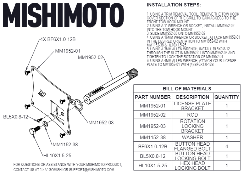 Mishimoto 2023+ Nissan Z License Plate Relocation Kit – Aluminum, Seamless Installation