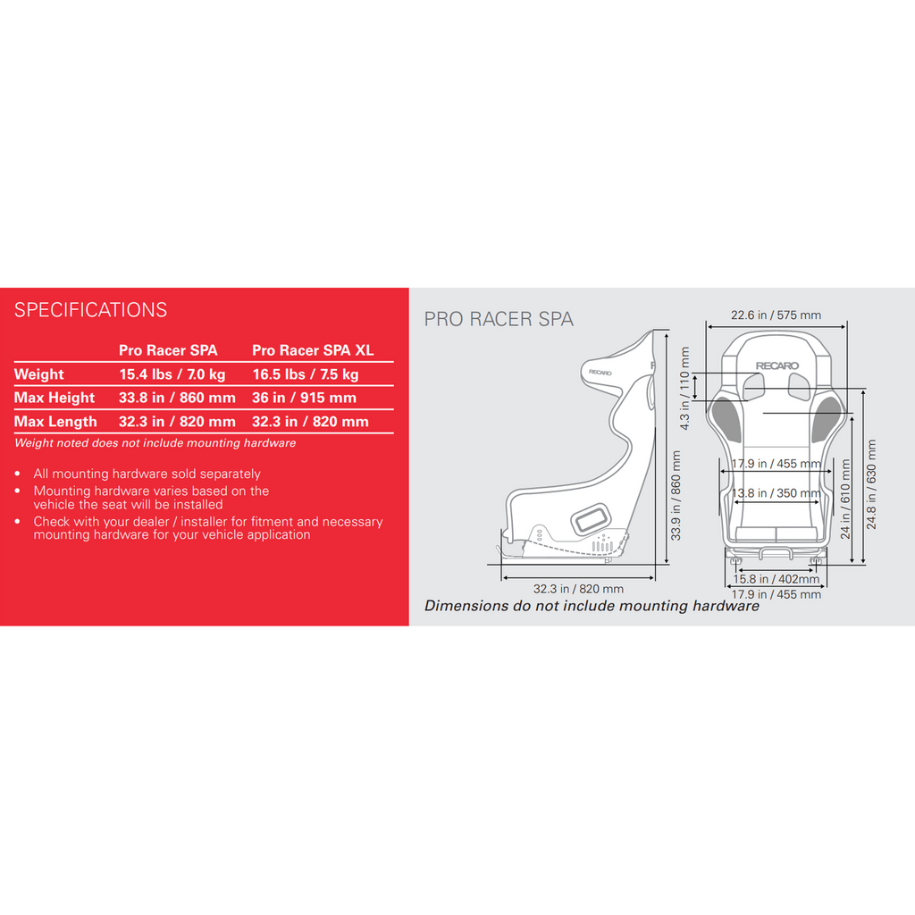 Recaro - Pro Racer SPA XL Seat - Black Velour