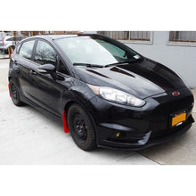 Load image into Gallery viewer, Rally Armor 13-19 Ford Fiesta ST Black UR Mud Flap with White Logo - Durable Polyurethane Automotive Protection