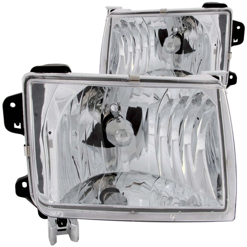 ANZO 1998-2000 Nissan Frontier Crystal Headlight Set with Clear Lens and Chrome Housing