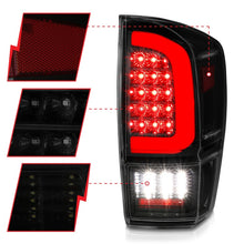 Load image into Gallery viewer, ANZO 16-21 Toyota Tacoma LED Tail Lights with Light Bar, Sequential Turn Signals, Black Housing &amp; Smoke Lens