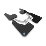 Rally Armor UR Series Mud Flaps for Hyundai Ioniq 5 (2022-2024) – Black with Light Blue Battery Logo, Part Number RALMF87-BAT-BLK-PBL