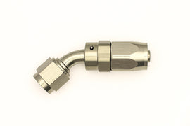 DeatschWerks 6AN Female Swivel 45-Degree Hose End CPE - Anodized Titanium for Automotive Fuel Systems