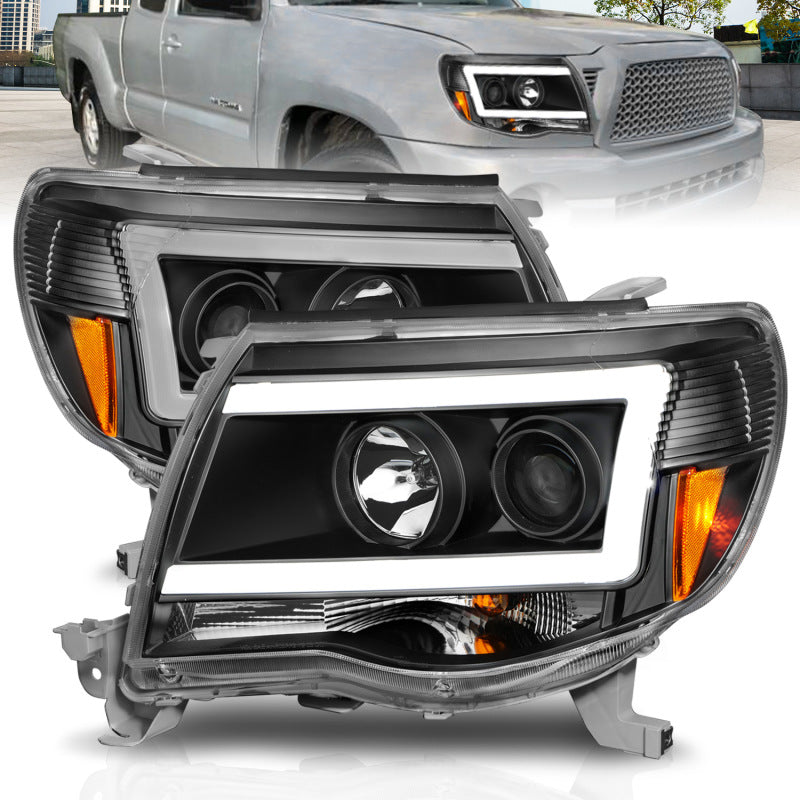 ANZO 05-09 Toyota Tacoma Projector Headlights with Plank Style and Clear Lens