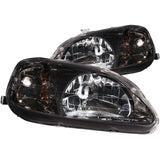 ANZO 1999-2000 Honda Civic Crystal Headlights with Gun Metal Housing and Clear Lens