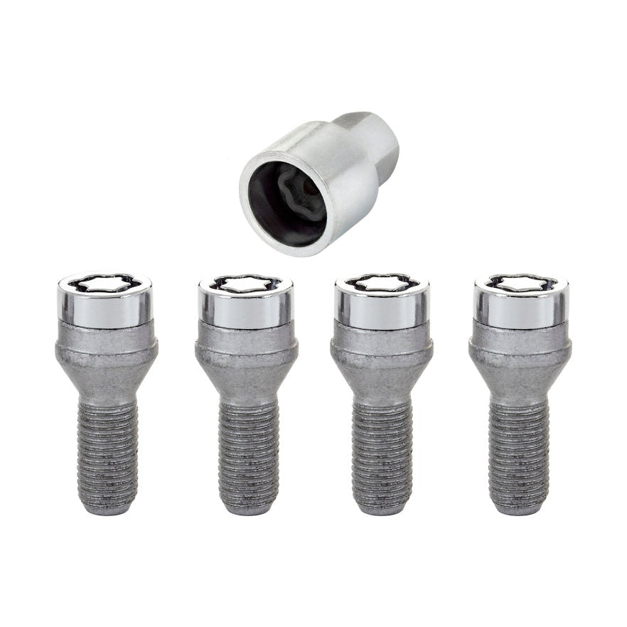 McGard Chrome Cone Seat Wheel Lock Bolt Set M14 x 1.25 Thread - 4 Pack with Key