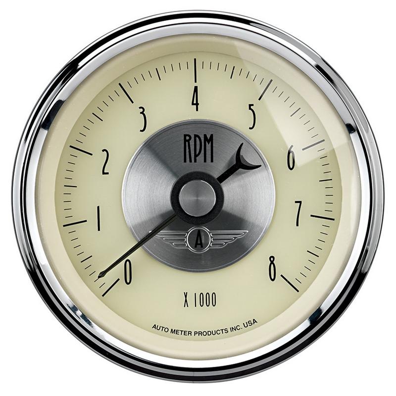 AutoMeter Gauge Kit 5 Pc 3-3/8in. & 2-1/16in. Elec Speedo W/Wheel Odo Prestige Antq. Ivory