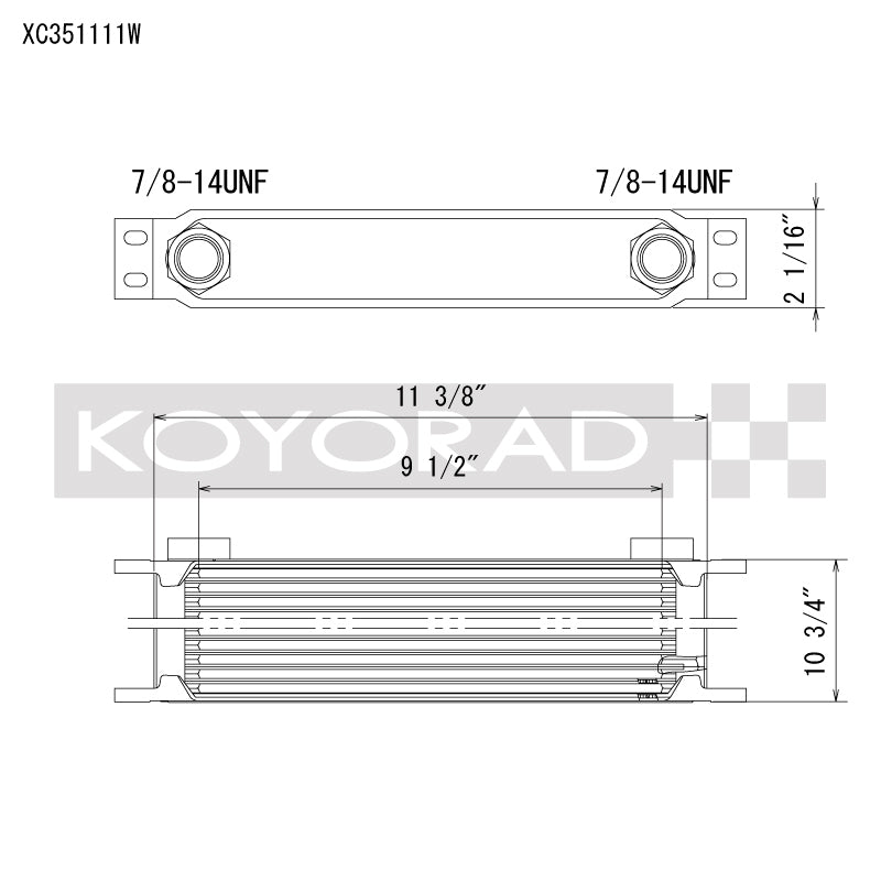 Koyo 35 Row Oil Cooler - 11.25 x 11 x 2 Inches with -10AN ORB Provisions
