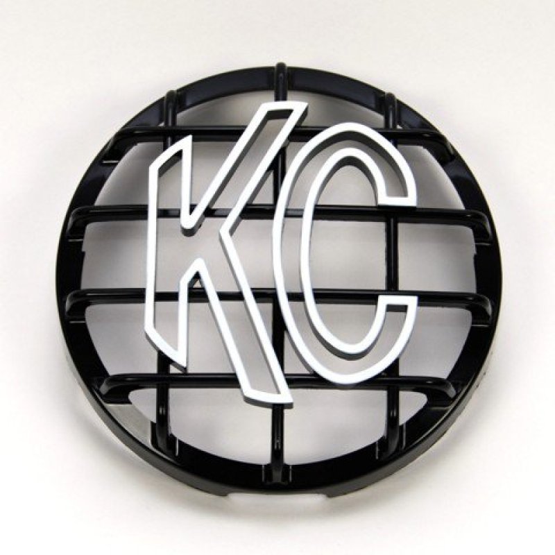 KC HiLiTES 6-inch Round ABS Stone Guard for SlimLite, Daylighter, and Pro-Sport Series Lights - Black with White KC Logo