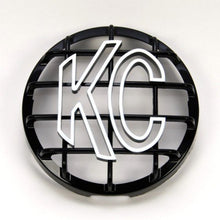 Load image into Gallery viewer, KC HiLiTES 6-inch Round ABS Stone Guard for SlimLite, Daylighter, and Pro-Sport Series Lights - Black with White KC Logo