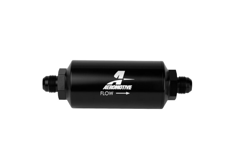 Aeromotive In-Line Filter with 10-Micron Microglass Element * AN-08 Male, Bright-Dip Black Finish