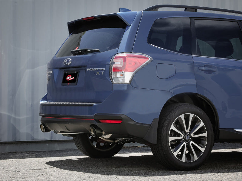 aFe Takeda 2-1/2 inch to 2-1/4 inch Stainless Steel Cat-Back Exhaust for Subaru Forester XT 2014-2018 with Black Tips