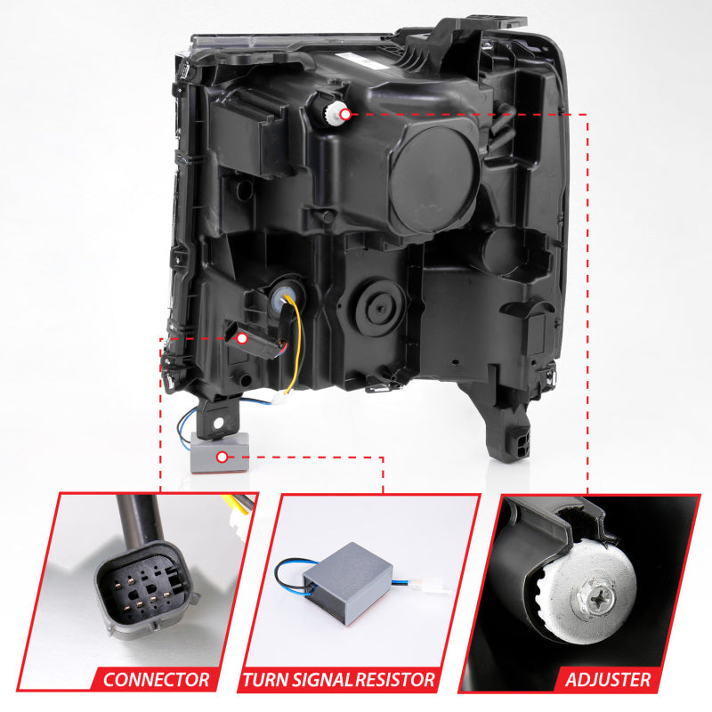 ANZO Full LED Projector Headlights for 2016-2018 Chevy Silverado 1500 Factory HID Models - Black Pair