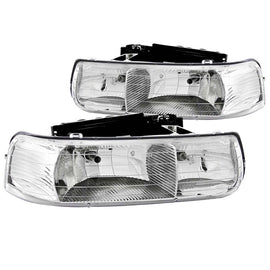 ANZO 1999-2002 Chevrolet Silverado 1500 Crystal Headlight Set with Clear Lens and Chrome Housing