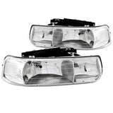 ANZO 1999-2002 Chevrolet Silverado 1500 Crystal Headlight Set with Clear Lens and Chrome Housing