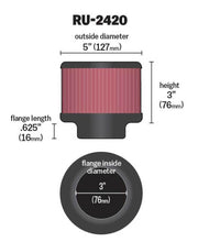 Load image into Gallery viewer, K&amp;N Engineering Universal Rubber Air Filter with 3 Inch Flange * 5 Inch Outer Diameter, 3 Inch Height