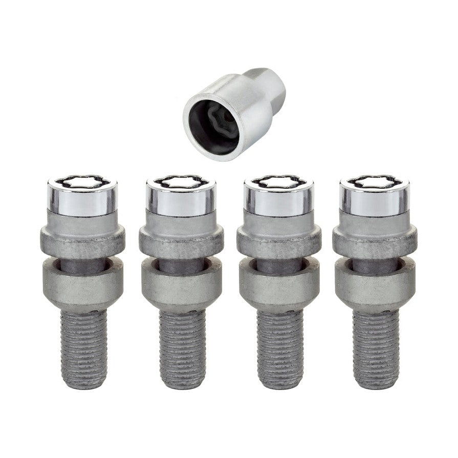 McGard Wheel Lock Bolt Set - Radius Seat, M14 x 1.5 Thread, Chrome - 4 Pieces