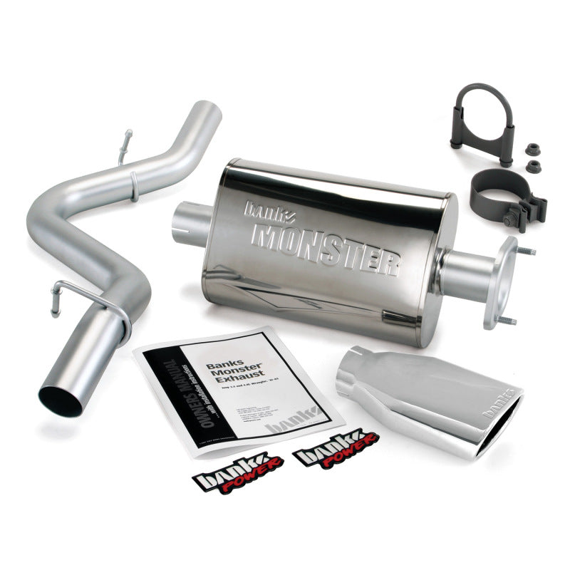 Banks Power 91-95 Jeep 4.0L Wrangler Monster Exhaust System with Polished Stainless Tailpipe and Turn-Down Tip