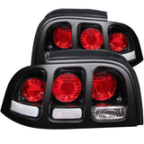 ANZO 1994-1998 Ford Mustang Tail Light Assembly with Clear Lens and Black Housing (Pair)