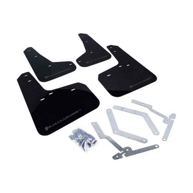 Rally Armor 12-19 Ford Focus ST / 16-19 RS Black Urethane Mud Flap with Grey Logo - Durable UV-Resistant Protection