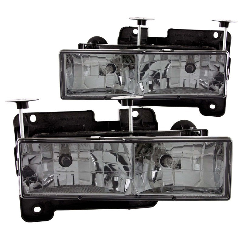 ANZO 1988-1998 Chevrolet C1500 Smoke Lens Crystal Headlight Set